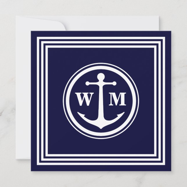 Invitation Papier d'invitation carré Monogram Anchor 5,25x5,2 (Devant)