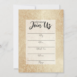 Invitation Papier d'or Remplir les espaces vides