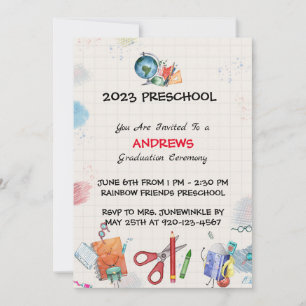 Invitation Papier du graphique Prek Graduation