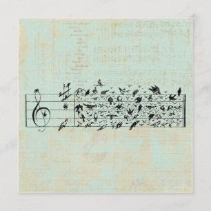 Invitation Papier du personnel Birds & Musique Monnaie verte