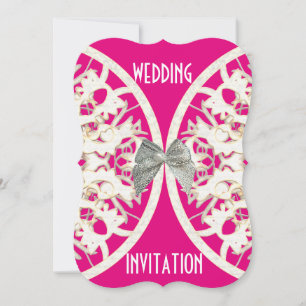 Invitation Papier en dentelle rose et blanc coupé mariage dam