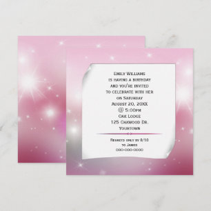 Invitation Papier enroulé sur des étoiles Bokeh