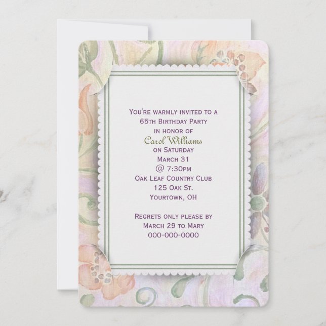 Invitation Papier floral et Frame Party (Devant)