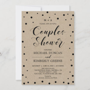 Invitation Papier Kraft & confettis Mariage Couple Shower