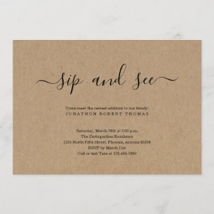 Invitation Papier Kraft neutre pour le genre Sip and See