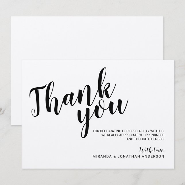 Invitation Papier Kraft Rustique de Remerciement de Mariage e (Devant / Derrière)