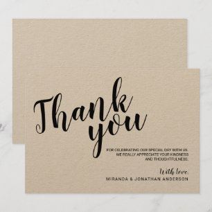 Invitation Papier Kraft Rustique Écriture Moderne Remerciemen