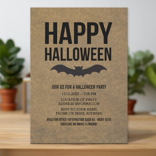 Invitation Papier Kraft Semble Heureux Halloween chauve-souri