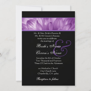 Invitation Papier métallique Mariage violet Dahlia Pétales
