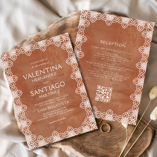 Invitation Papier mexicain Picado Terracotta White Boho Maria