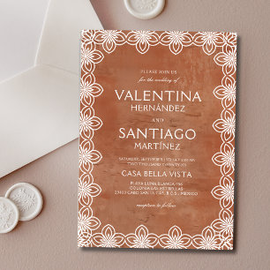 Invitation Papier mexicain Picado Terracotta White Boho Maria