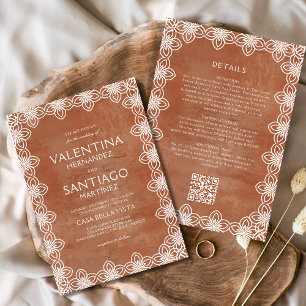 Invitation Papier mexicain Picado Terracotta White Boho Maria