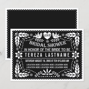 Invitation Papier noir picado amour mariage douche nuptiale