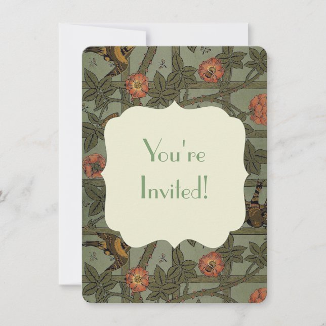 Invitation Papier peint à motif treillis de William Morris (Devant)