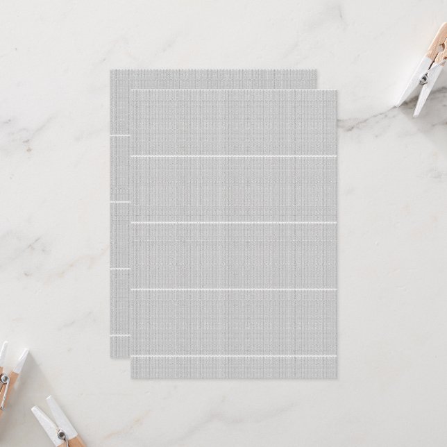 Invitation papier peint blanc et gris avec un motif (Devant/Arrière en situation)