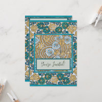 papier peint bleu art nouveau cyclamen