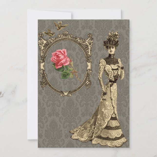 Invitation Papier peint et dame victorienne (Devant)