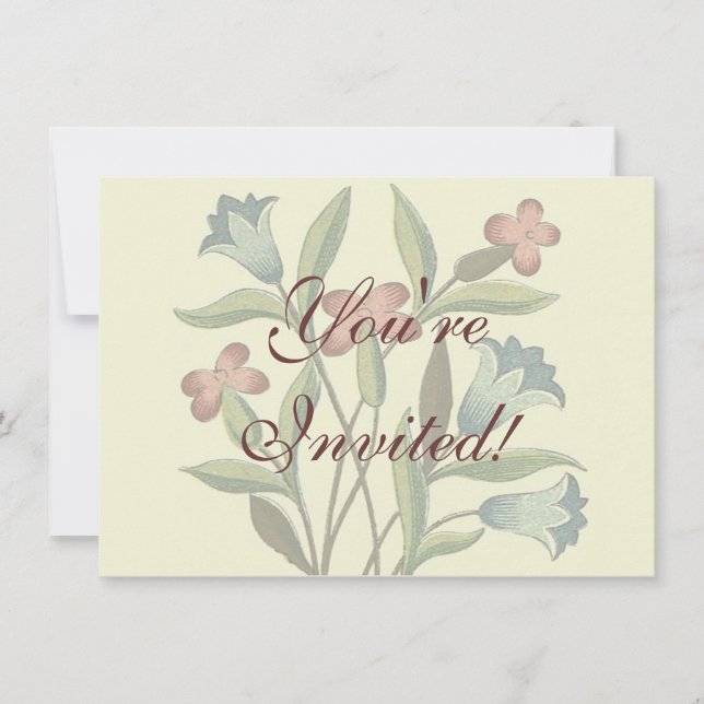 Invitation Papier peint floral Art Nouveau Joli (Devant)