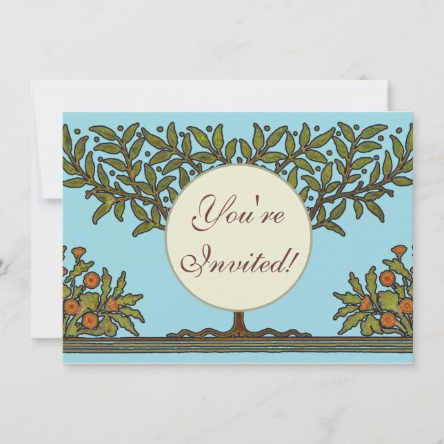 Invitation Papier peint frise d'arbre de William Morris (Devant)