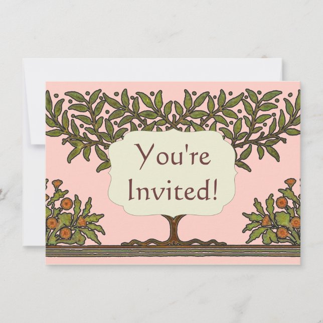 Invitation Papier peint frise d'arbre de William Morris (Devant)