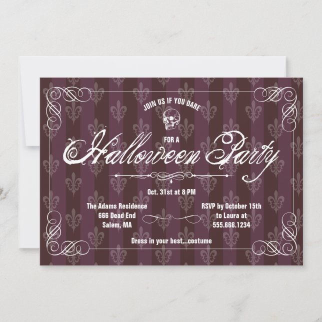 Invitation Papier peint gothique Fête d'Halloween (Devant)