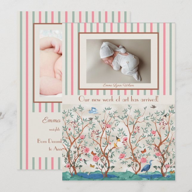 Invitation Papier peint nursery florale de style Chinois et c (Devant / Derrière)
