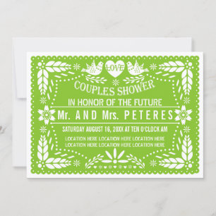 Invitation Papier picado printemps vert mariage couples douch