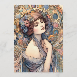 Invitation Papier pour album de coupures avec portrait de fem