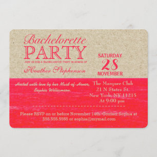 Invitation Papier rose et bronzage au néon, paumes tropicales