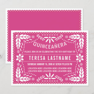 Invitation Papier rose quinceañera