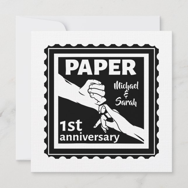 Invitation Papier traditionnel 1er anniversaire mariage (Devant)