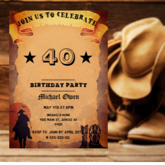 Invitation Papier Vieilli de Style Country Western sur Mesure