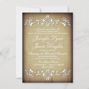 Invitation Papier Vintage Rustique Flourish Wedding Invitatio