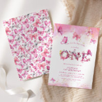 Papillon 1er anniversaire bébé fille rose or pouss