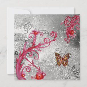 Invitation PAPILLON À PAILLETTES Élégant mariage glace métall