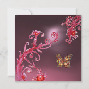 Invitation PAPILLON AMÉTHYSTE ROSE rouge vif