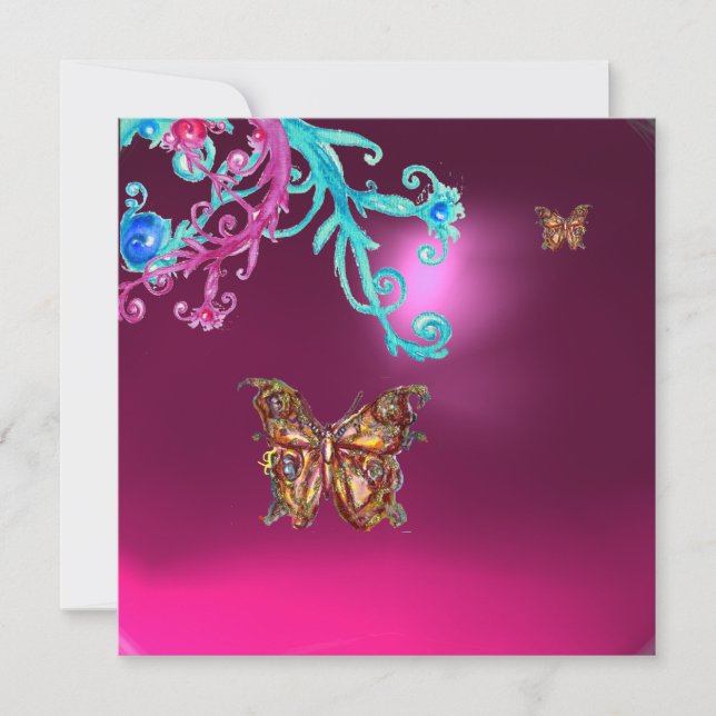 Invitation PAPILLON  AMÉTHYSTE, violet bleu rose rouge vif (Devant)