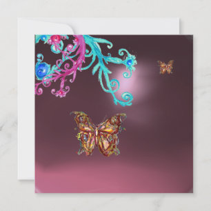 Invitation PAPILLON AMÉTHYSTE, violet bleu rose vif rouge
