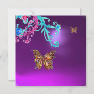 Invitation PAPILLON  AMÉTHYSTE, violet bleu rose vif rouge