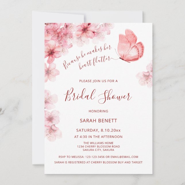 Invitation Papillon Aquarelle | Enterrement de vie de jeune f (Devant)