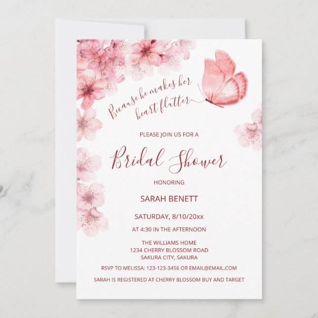 Invitation Papillon Aquarelle | Enterrement de vie de jeune f (Devant)