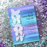 Invitation Papillon bat mitzvah Turquoise Purple Aquarelle<br><div class="desc">Papillon bat mitzvah Turquoise Purple Aquarelle. Des dessins bat mitzvah d'Umua. Imprimé et expédié par Zazzle ou son partenaire.</div>