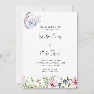 Invitation Papillon blanc et Mariage blanc Fleur sauvage
