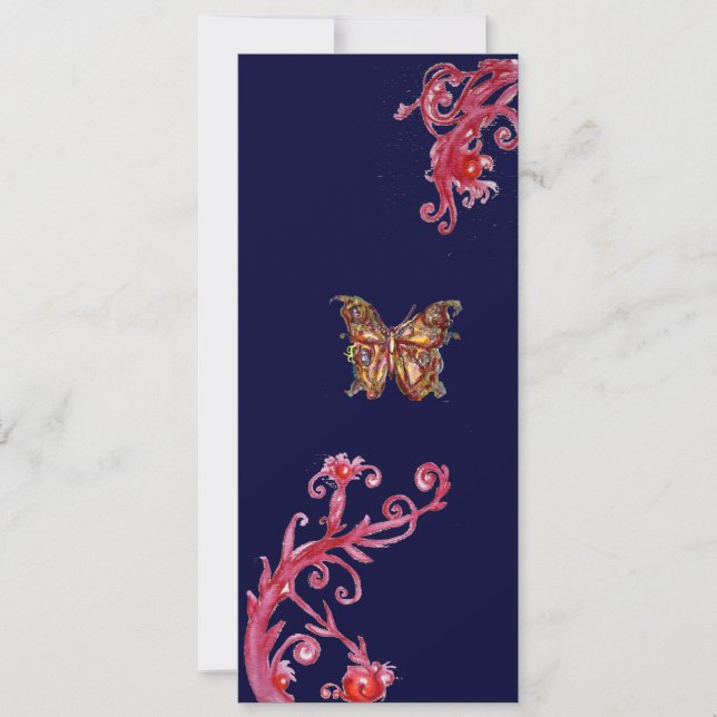 Invitation PAPILLON, bleu rouge vif (Devant)