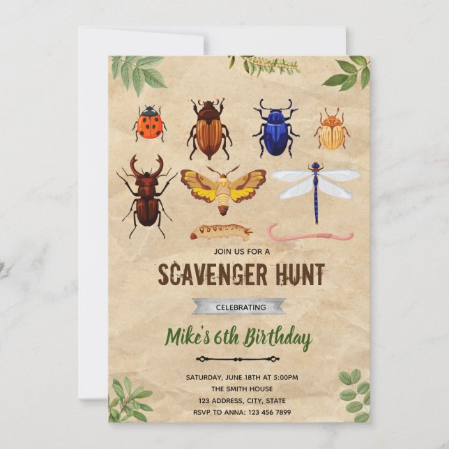 Invitation papillon bugs vintage (Devant)