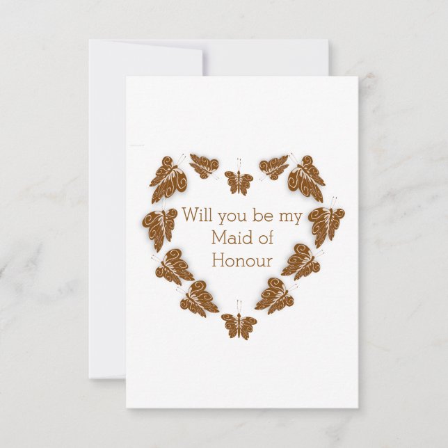 Invitation Papillon Chocolat Design Favori D'Honneur Demande (Devant)