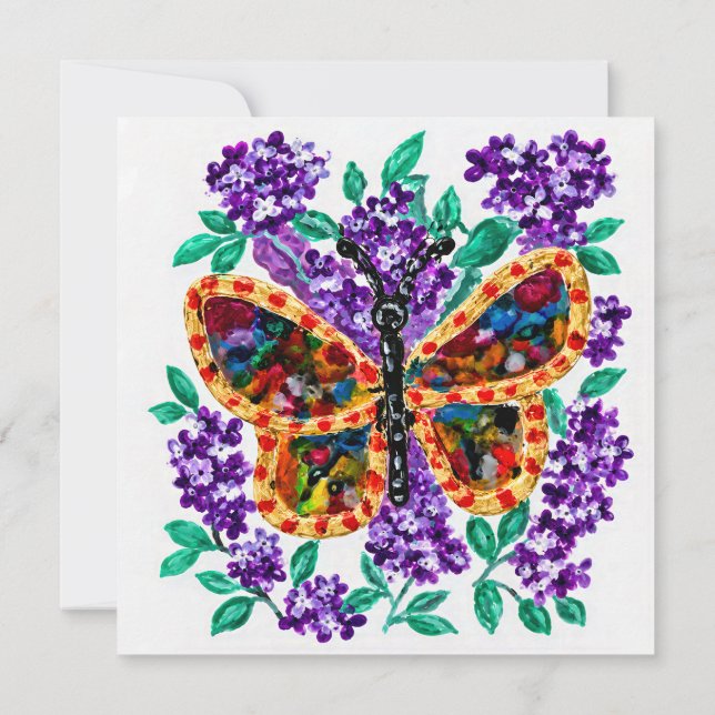 Invitation Papillon Coloré et Lilas Violets (Dos)