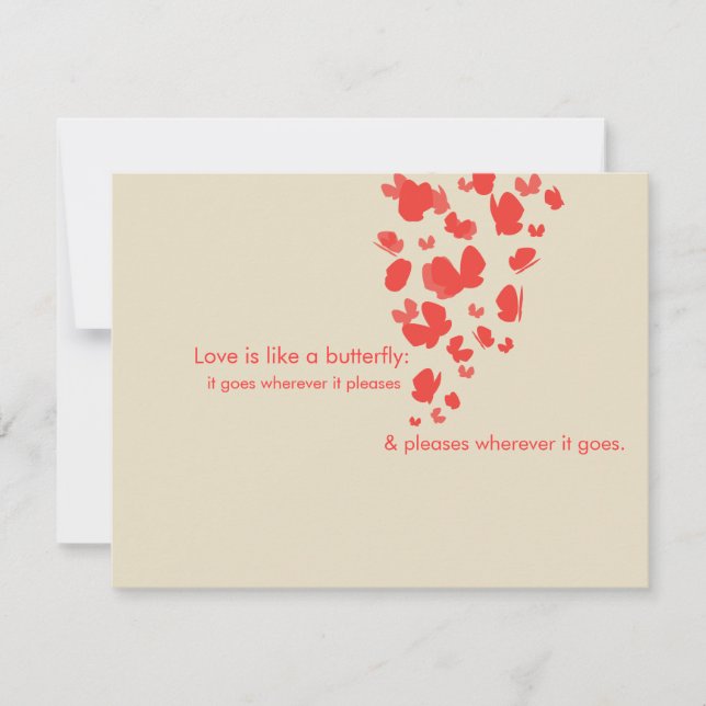 Invitation Papillon corail Sauvegarder la date (Devant)