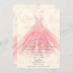 Invitation Papillon Dance Peach Sparkle Dress Fête des mariée