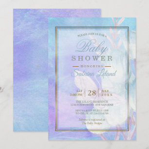 Invitation Papillon d'aquarelle baby shower et tulipes bleues